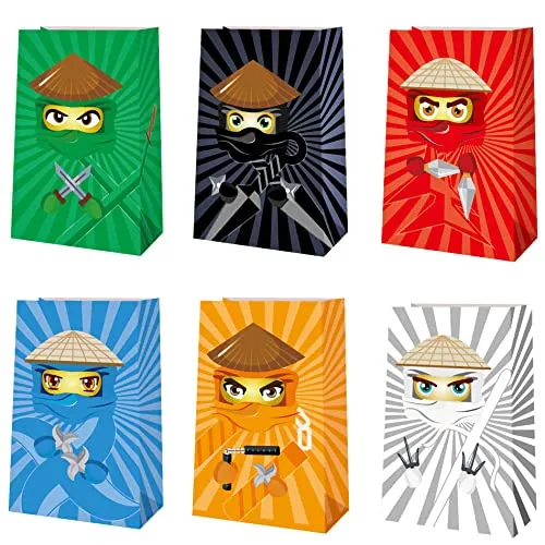 Stück Partytüten für Ninja-Geburtstagsparty-Zubehör, Ninja-Party-Geschenk, Goody Treat Candy Bags für Party Favors 24