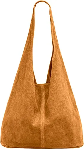 Caspar große Damen Wildleder Tasche Hobo Bag Shopper - CLASSIC LINE - Made in Italy - Damen-Schultertaschen aus hochwertigem italienischem Wildleder, mit großzügigem Stauraum für A4-Ordner und praktischer Innentasche - ideal für Alltag und Freizeit.