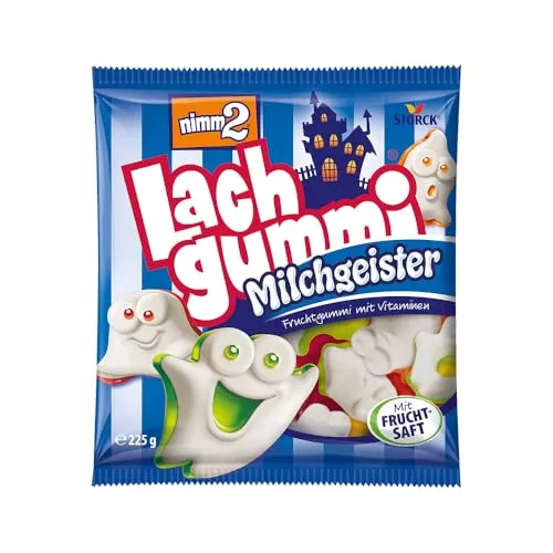 nimm2 Lachgummi Milchgeister 225 g - Fruchtiger Naschspaß - Süßwaren mit fruchtig-milchigem Geschmack und Vitaminen, ideal für Kinder und Erwachsene. Die lustigen Geisterformen machen das Naschen zum Erlebnis!