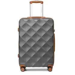 British Traveller Koffer ABS+PC Trolley mit TSA-Schloss - Stylischer Reisekoffer in Braun/Grau, 65 cm groß und mit TSA-Schloss für maximale Sicherheit auf Reisen.
