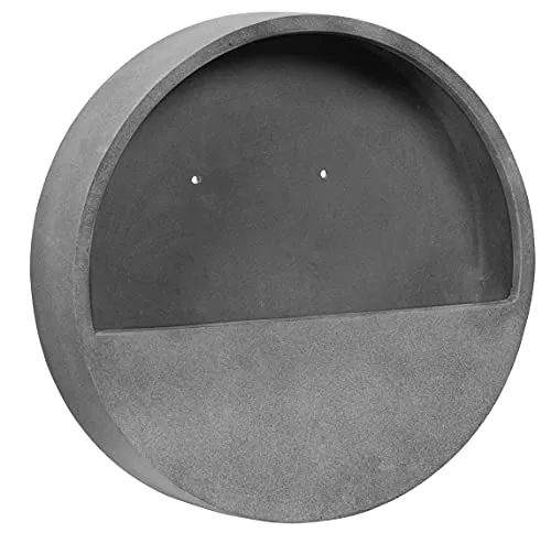 finestgreen Pflanzkübel Hanging Wally Wandgefäß aus Fiberstone, grau Ø 50 cm - Handgefertigter Pflanzkübel aus robustem Fiberstone, ideal für Wandmontage. Wasserdicht und frostbeständig, perfekt für drinnen und draußen. Inklusive Schraubenset für einfache Installation.