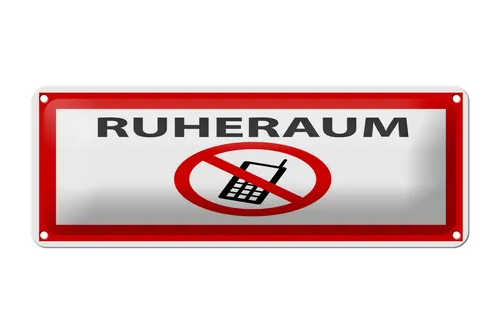 Blechschild Hinweis 27x10 cm Ruheraum Handy verboten Deko Schild