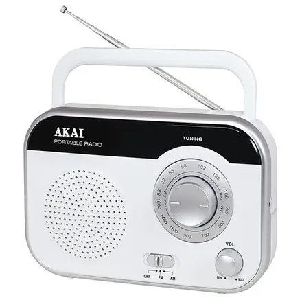 Funkempfänger AKAI PR003A-410 - Tragbares Analogradio mit AM/FM-Tuner, 1W RMS Leistung und Kopfhörerausgang für flexiblen Musikgenuss, ideal für unterwegs.