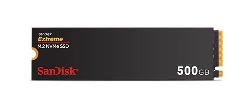 SanDisk Extreme M.2 NVMe SSD 500 GB (Interne SSD, PCIe Gen 4.0, bis zu 5.000 MB/s, nCache-Technologie, 5 Jahre Garantie)