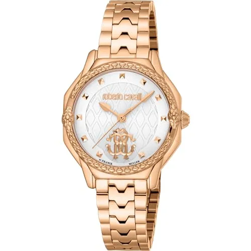 Roberto Cavalli by Franck Muller Damen Analog Quarz Uhr mit Edelstahl Armband RV1L225M0061