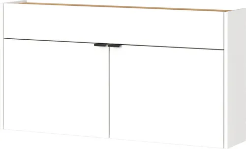 Hängeschuhschrank GERMANIA "Ameca" - Weiß, 110x22x57 cm - Schuhschrank aus Spanplatte mit Soft-Close-Türen und pflegeleichter Oberfläche, ideal für die Wandmontage und optimal für kleine Flure. Made in Germany.