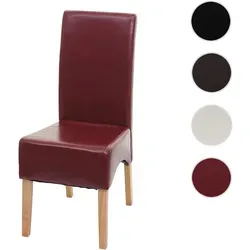 Esszimmerstuhl Latina - Bequemer Küchenstuhl aus Leder in Rot - Stuhl für Esszimmer und Küche, mit hoher Rückenlehne und bequemer Polsterung. Stilvolles Design aus Leder und Holz, ideal für gemütliche Abende.
