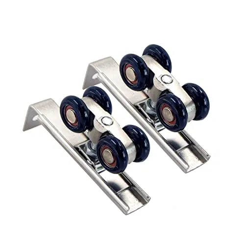 Schiebetürbeschlag Laufrollen Schiebetüren Laufprofil Laufschiene - Aluminiumlegierung Rollen Pulley Tür Schiebetür für Innenbereich, Durchgangstüren, Holztüren, Glasschiebetüren, 2 Stück Blau