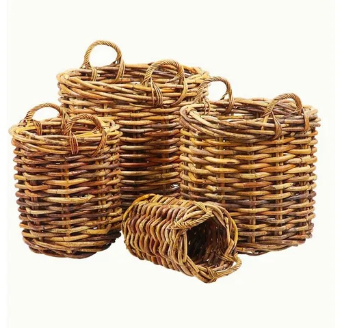 Dickes CL Rattan Korb CESTINO natural D60cm - Rustikaler Aufbewahrungskorb aus CL-Rattan, ideal für Wäsche oder Pflanzen, freistehend und ohne Montage erforderlich.