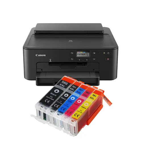 IC-Office TS705a Farbtintenstrahl-Drucker - USB, WLAN, LAN, Apple AirPrint, inklusive 5 XXL Tintenpatronen für kostengünstigen Druck