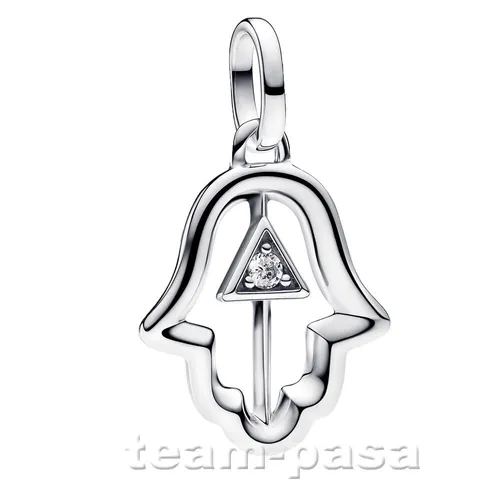 PANDORA ME Hand der Fatima Medaillon-Charm - Bead Charms für Damen, mystisches Schutzsymbol aus Sterling Silber mit Zirkonia, fördert positive Energie und Freundschaft.