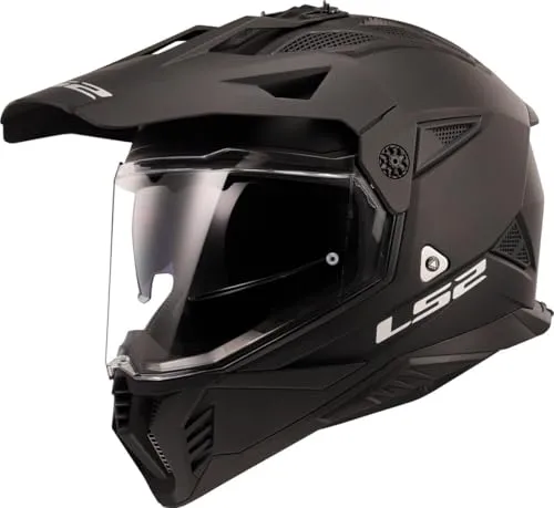 LS2 Motocrosshelm Pioneer II noir mat M - Hochwertiger Motorradhelm aus thermoplastischen KPA- und Aramidfasern, mit klarem Bildschirm und integriertem Sonnenschutz – ideal für sicheres Fahren im Gelände.