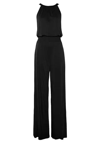 s.Oliver Damen Overall Schwarz Gr. 34 - Eleganter Jumpsuit von s.Oliver mit breitem Smokeinsatz und amerikanischem Ausschnitt. Ideal für festliche Anlässe, aus 100% Viskose für einen fließenden Tragekomfort.