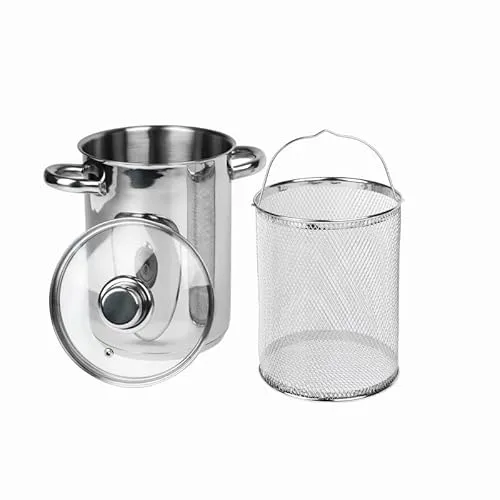 Edelstahl Spargeltopf 4L mit Siebeinsatz und Glasdeckel - Hochwertiger 4L Spargeltopf aus Edelstahl, ideal für Gemüse und Pasta. Mit wärmeisolierenden Griffen und gleichmäßiger Wärmeverteilung für ein optimales Kocherlebnis. Kompatibel mit allen Herdarten.