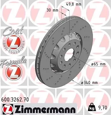 Zimmermann Bremsscheibe FORMULA Z 600.3262.70 - Bremsscheiben von Zimmermann, hochwertige Qualität für optimale Bremsleistung und Sicherheit im Straßenverkehr.