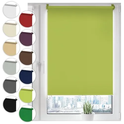 Verdunkelungsrollo Klemmfix ohne Bohren 70cm x 130cm Olivgrün Verdunklungsrollo Fensterrollo Rollo Seitenzugrollo Klemmrollo für Fenster & Tür