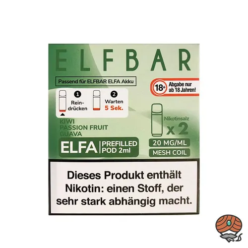 ELFBAR ELFA POD Kiwi Passion Fruit Guava 20mg/ml Nikotin à 2 Pods