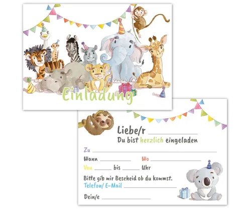 Einladungskarten Kindergeburtstag 12er Set Geburtstagseinladungen & Einschulung