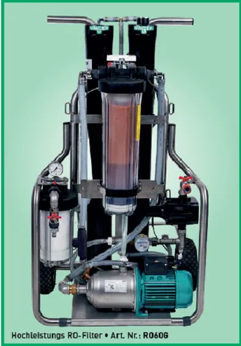 Unger HiFlo RO60G Mobiler RO-Filter - Umkehrosmosegerät für Reinwasser, ideal für Solar- & Glasreinigung, mit nachgeschaltetem Harzfilter für optimale Wasserqualität.