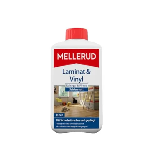 Mellerud Bodenpflege Reiniger und Pflege Konzentrat 1L - Bodenreiniger für Laminat und Vinyl, reinigt effektiv und schützt mit nässe- und schmutzabweisender Wirkung. Erhält die Optik und sorgt für seidenmatten Glanz.