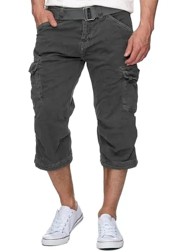 Indicode Herren Nicolas Check 3/4 Cargo-Shorts inkl. Gürtel | Bequeme Herrenshorts aus Baumwolle, XXL - Stylische Herren Cargo-Shorts mit praktischem Taschen-Design. Aus hautfreundlicher Baumwolle für optimalen Tragekomfort. Ideal für lässige Freizeitlooks und perfekt kombinierbar!