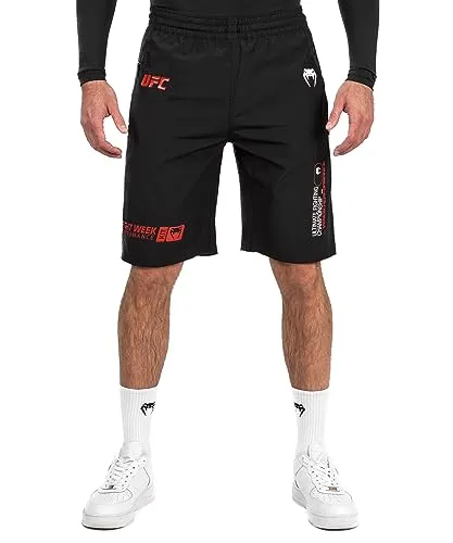 Venum UFC Adrenaline Herren Fight Week Sport Shorts - Schwarz - L - Hochwertige Sport Shorts mit seitlichen Reißverschlusstaschen, elastischem Bund und leichtem Material, ideal für Training und Wettkampf.