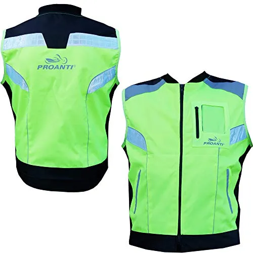 PROANTI Motorrad Warnweste 4XL - Sicherheitsweste mit Komfort - Motorradweste in Neon-Gelb/Grün aus speziellem Polyester-Gewebe, bietet hohen Tragekomfort und Sicherheit durch reflektierende Material-Einsätze. Ideal für sicheres Fahren bei Tag und Nacht.