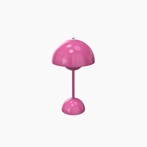 &tradition FlowerPot VP9 Tischleuchte - Akkuleuchte in Tangy Pink - Tischleuchte und Akkuleuchte in einem, ideal für drinnen und draußen. Design-Ikone aus Dänemark von Verner Panton, verbindet Funktionalität mit verspielt buntem Stil.