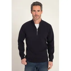 JP1880 Rundhalspullover Stricktroyer aufwendiger Milano Strukturstrick blau|schwarz XXL