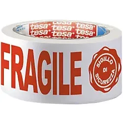 tesa Verpackungsklebeband FRAGILE Rot, Weiß 50 mm (B) x 66 m (L)