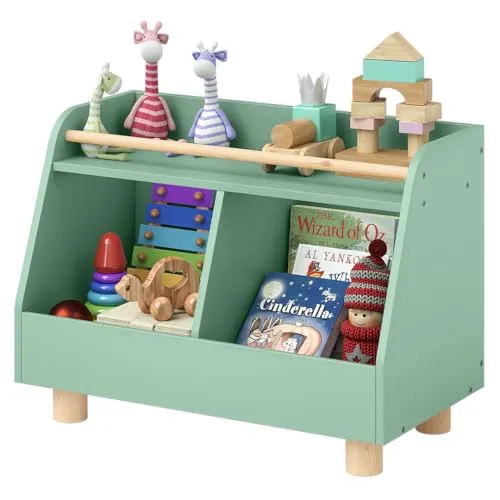 Bellabino Belly Kinderregal – Praktisches Spielzeugregal in Mintgrün/Natur - ⭐ VIELSEITIGES KINDERREGAL – Das Belly Regal bietet Platz für Bücher, Spielsachen und Deko, ideal für mehr Ordnung im Kinderzimmer. ⭐ STABIL & PLATZSPAREND – Mit 52 × 38 × 72 cm ist es perfekt für kleine Räume und ermöglicht Kindern einfachen Zugriff auf ihre Dinge.