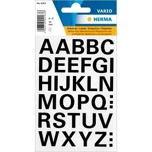 HERMA Klebebuchstaben 4163 Buchstaben A-Z, schwarz 15,0 x 15,0 mm, 36 Etiketten