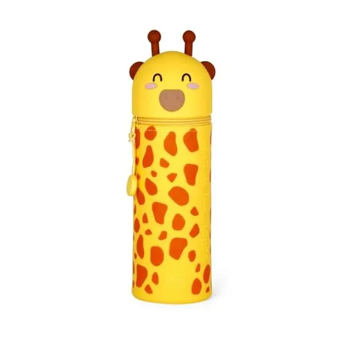 LEGAMI 2-in-1 Silikontasche - Kawaii Giraffe - Federmäppchen und Tischstifthalter in einem, aus weichem Silikon, ideal für die Aufbewahrung von bis zu 15 Stiften. Perfekt für Schule und Schreibtisch!