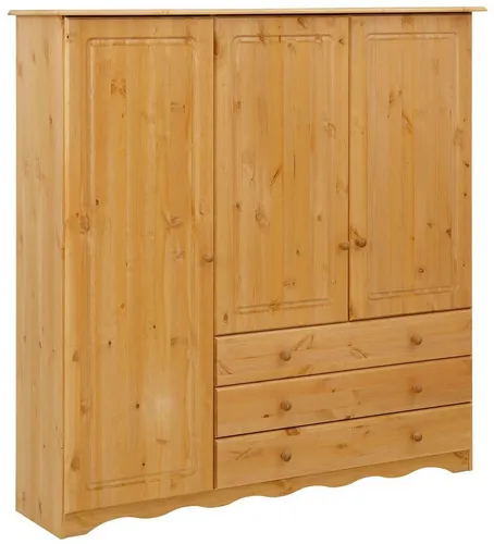 Home affaire Wäscheschrank Minik aus massivem Kiefernholz - Kommode aus hochwertigem, massivem Kiefernholz mit 3 Türen und 3 Schubladen, pflegeleicht und ideal für eine stilvolle Aufbewahrung im Landhausstil.