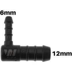 WamSter® L 90° Schlauchverbinder Pipe Connector reduziert 12mm 6mm Durchmesser