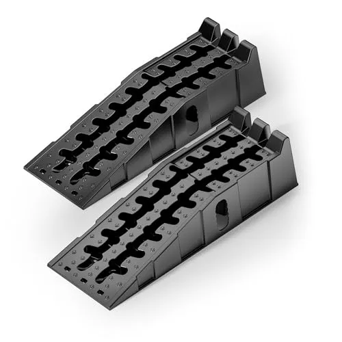 XPOtool Auffahrrampen bis 5t aus Kunststoff - Stabile Autorampen für schwerere Fahrzeuge - Laderampen für Fahrzeuge bis 5 Tonnen, aus hochwertigem HDPE-Kunststoff, rutschfest und leicht zu transportieren – ideal für Garagen und Werkstätten.