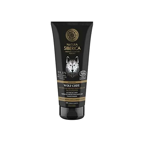 Natura Siberica Men Outdoor Protection Cream - Schutzcreme für Gesicht & Hände - Feuchtigkeit & Schutz vor Kälte & Wind - Mit Bio-Rosenextrakt & Sibirischem Ginseng - 80 ml