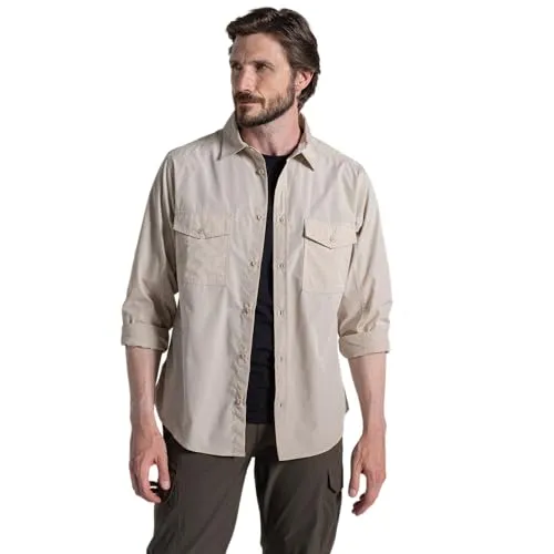 Craghoppers Kiwi II Long Sleeved Shirt oatmeal (70U) S - Funktionale Wanderhemden für Herren, aus 65% recyceltem Polyester und 35% recycelter Baumwolle, ideal für umweltbewusste Outdoor-Aktivitäten.