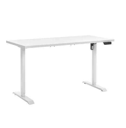 Höhenverstellbarer Computertisch in Weiß Hochglanz - Kinderschreibtisch, elektrisch höhenverstellbar für ergonomisches Arbeiten, ideal für wachsende Kinder und Jugendliche.