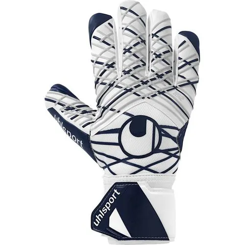 uhlsport Supersoft HN - Torwarthandschuhe für Herren und Jungs - Torwarthandschuhe mit Supersoft Latex für optimalen Grip und Dämpfung. Atmungsaktiver Stoff und innovativer HALF NEGATIVE CUT für perfekte Passform und Ballkontrolle.