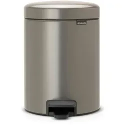 Brabantia newIcon Tretmülleimer 5 L - Platin mit Inneneimer - Haushaltszubehör mit einzigartiger Soft-Verschlusstechnik für sanftes Schließen. Rutschfeste Unterseite sorgt für Stabilität und Schutz des Bodens.