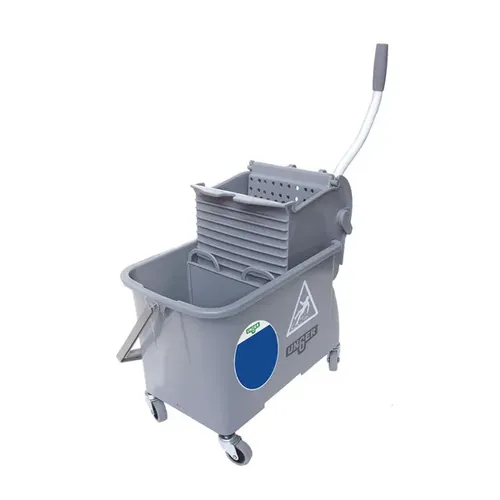 Unger Reinigungswagen SmartColor Combo 15 L - Doppelfahrwagen mit Presse, 2 Wasserkammern für sauberes Wasser, praktischer Tragegriff und Farbcodierung für effiziente Reinigung.