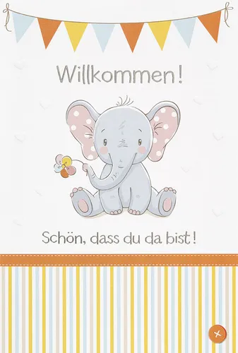 Geburt – Baby  - Glückwunschkarte im Format 11,5 x 17 cm mit Briefumschlag