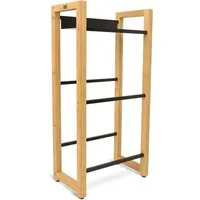 holz4home® Getränkekistenregal aus Bambus mit Edelstahlablage - Standregal für 2-8 Getränkekisten, robust mit Metallstreben und integriertem Flaschenöffner – ideal für Küche, Keller oder Garage.