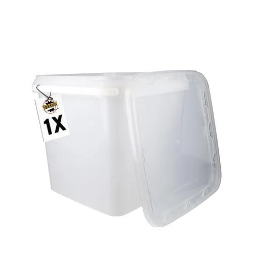 FixedByU Eimer mit Deckel 9L transparent eckig Plastikeimer Lebensmittelecht Luftdicht und Stabil Leere Eimer mit Griff und Deckel Geeignet für Lebensmittelchemie Waschpulver Klebstoffe