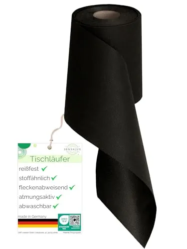 Sensalux Tischläufer, Länge: 25m, stoffähnliches Vlies, Breite: 15cm, Schwarz