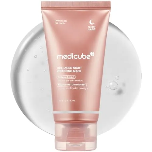 Medicube Collagen Night Wrapping Cream for Elasticity and Hydration - Facial Treatment Overnight Sleeping Mask with Collagen Wrapping Film for Skin Renewal and Rejuvenating - Korean Skin Care