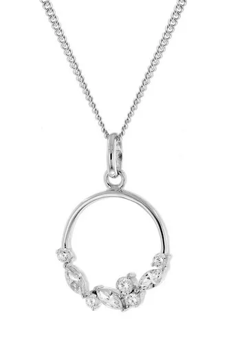 trendor Panzerkette Schmuck-Anhänger Zirkonia 333 Weißgold mit Silberkette