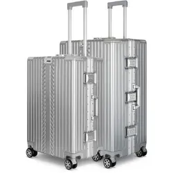 WINLIFE Trolley - Kofferset L & XL mit TSA Schloss - Koffer Set L & XL in Silber – Maximales Volumen und Sicherheit für Ihre Reisen. Robuste ABS+PC-Hartschale mit 4x 360°-Doppelrollen für mühelose Mobilität und TSA-Schloss für stressfreie Flughafenkontrollen.