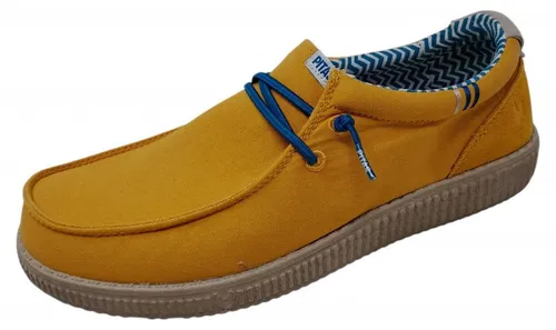 Pitas Ledro Leinenschuh Gelb in Gr. 44 - Trendiger Leinenschuh für Herren in der Farbe mostaza. Der flache Absatz und das atmungsaktive Obermaterial sorgen für hohen Tragekomfort im Alltag.